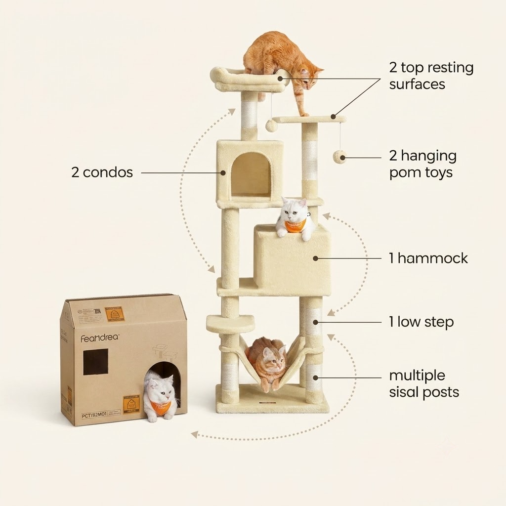 61-Inch Plush Cat Tree