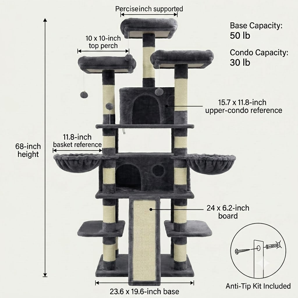 FOOWIN 68-Inch Cat Tree