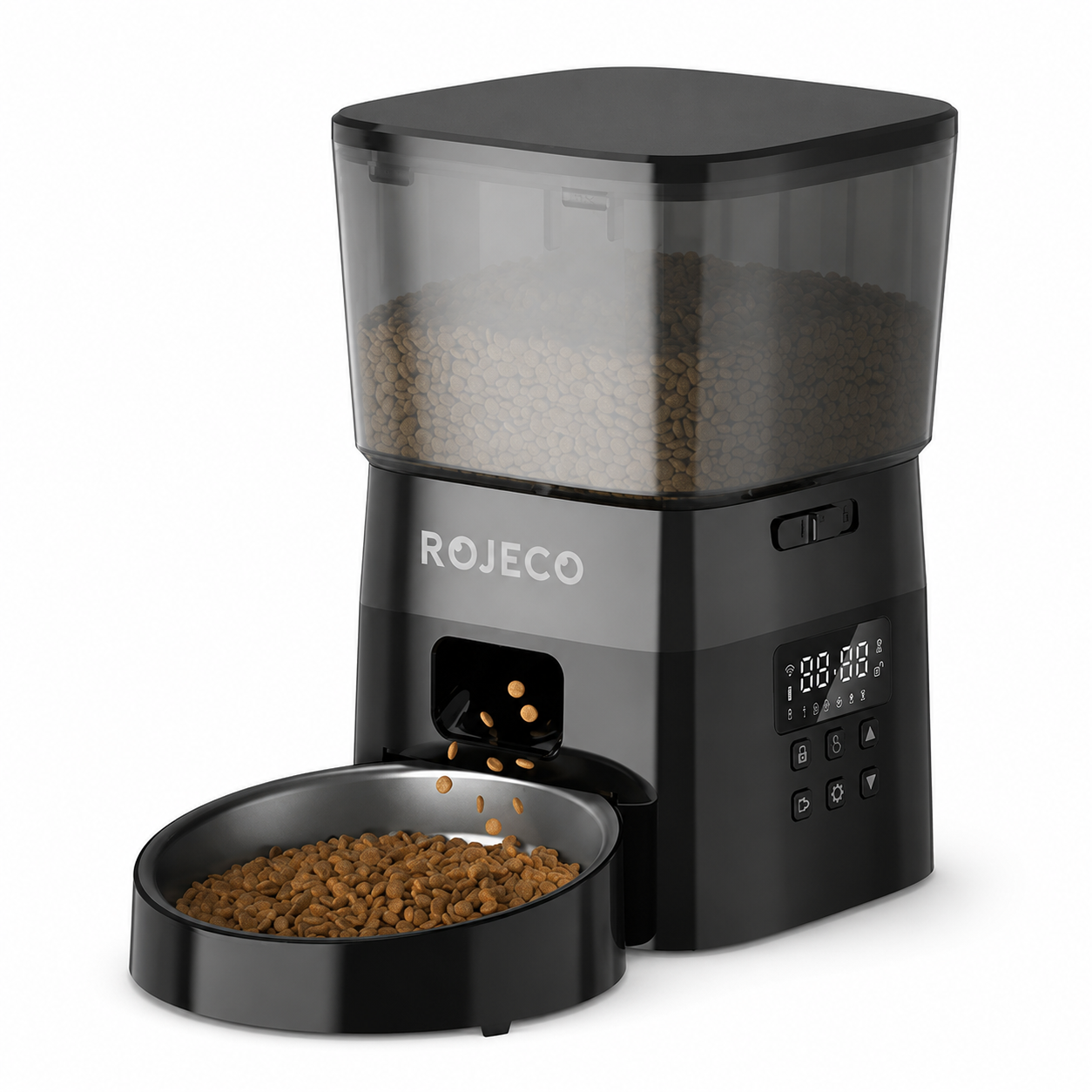 ROJECO Automatic Pet Feeder Button Version Auto Cat Food Dispenser Accessories Smart Control Pet Feeder For Cats Dog Dry Food
