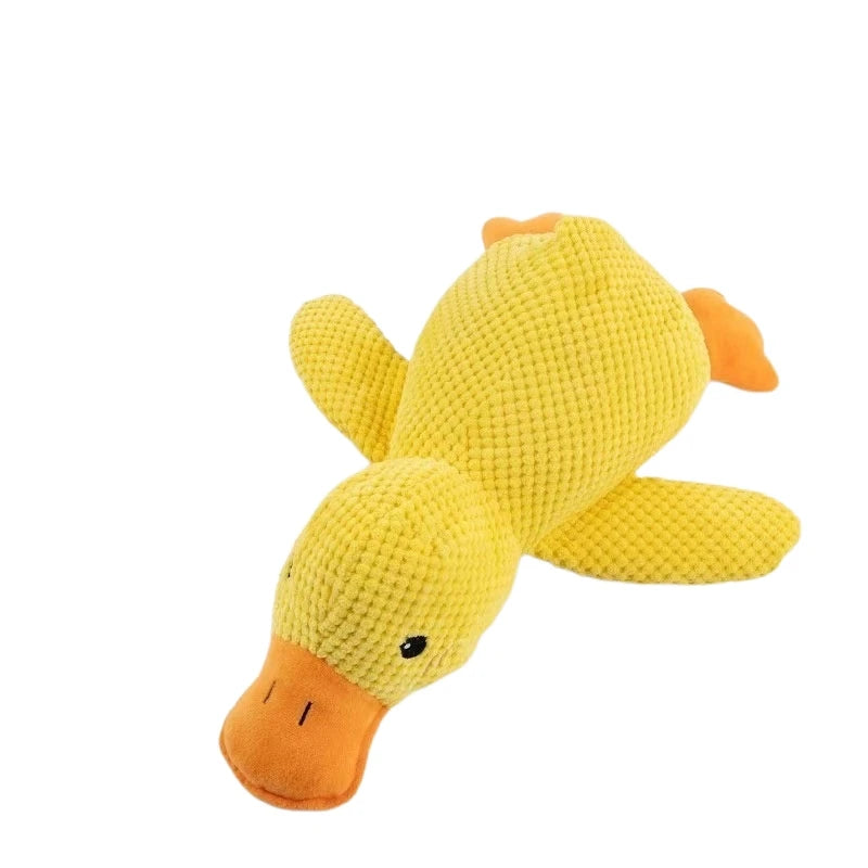 Yellow Duck Dog Plush Toy Squeaky Bite Resistant Pet Companion for Anxiety Relief Sleep Play