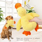 Yellow Duck Dog Plush Toy Squeaky Bite Resistant Pet Companion for Anxiety Relief Sleep Play