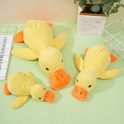 Yellow Duck Dog Plush Toy Squeaky Bite Resistant Pet Companion for Anxiety Relief Sleep Play
