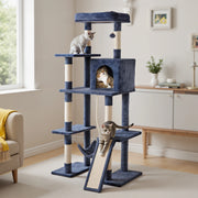 JHK 63In Cat Tree Tall Multi-Cat Climbing Tower for Pet Furniture Natural Sisal Scratching Posts Stable Pet House for Indoor Cat