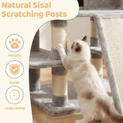 FOOWIN 173cm 68in Large Multi Level Cat Tree Tower Indoor Activity Center 2 Condos 3 Plush Perches Scratching Post Kitten Pet